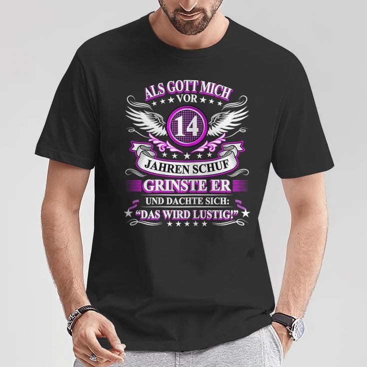 Women's Als Gott Michor 14 Jahren Schuf Grinste Er 14Th Birthday S T-Shirt Lustige Geschenke