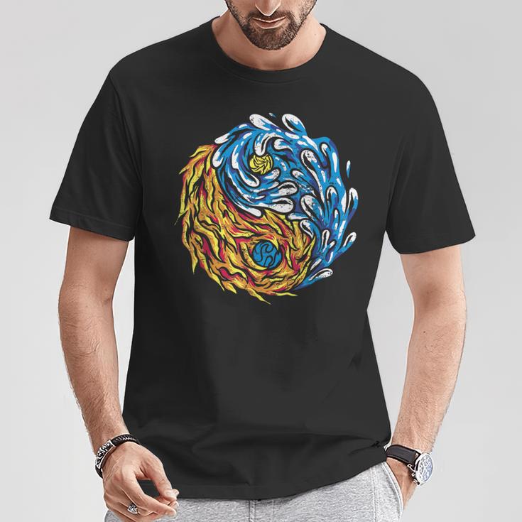 Ying Und Yang Feuer Und Wasser Chinesische Symbole China Fan T-Shirt Lustige Geschenke