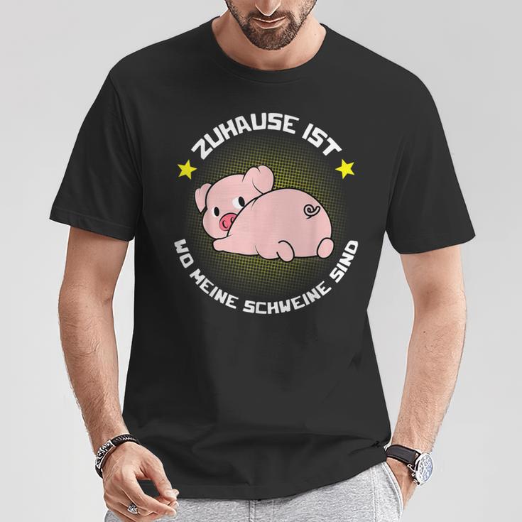 Zuhause Ist Wo Meine Schweine Sind Für Bauern & Farmers T-Shirt Lustige Geschenke