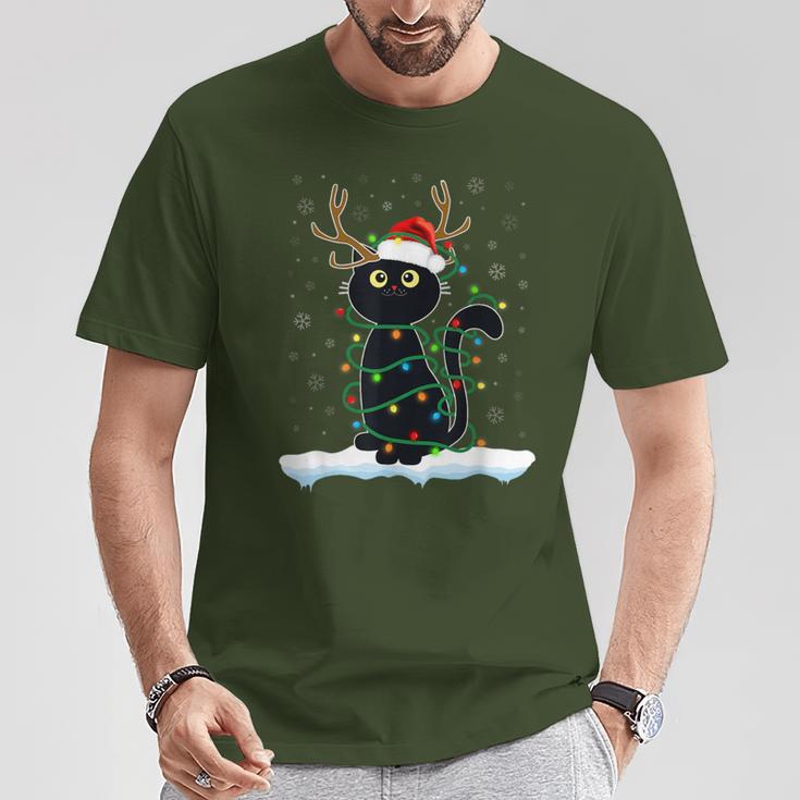 Christmas Pyjamas Reindeer Cat T-Shirt Lustige Geschenke