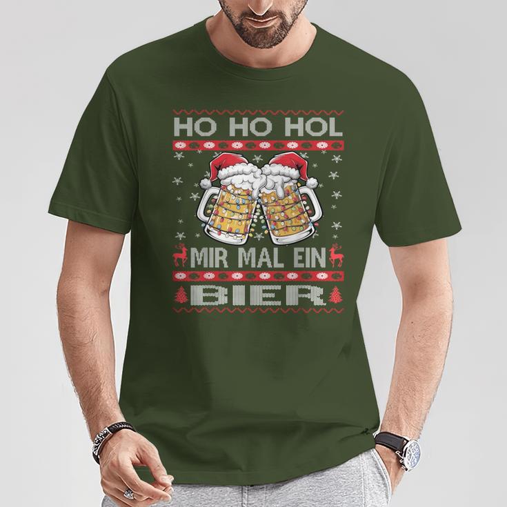 Christmas Women's Ho Ho Hol Mir Mal Ein Bier Xmas T-Shirt Lustige Geschenke