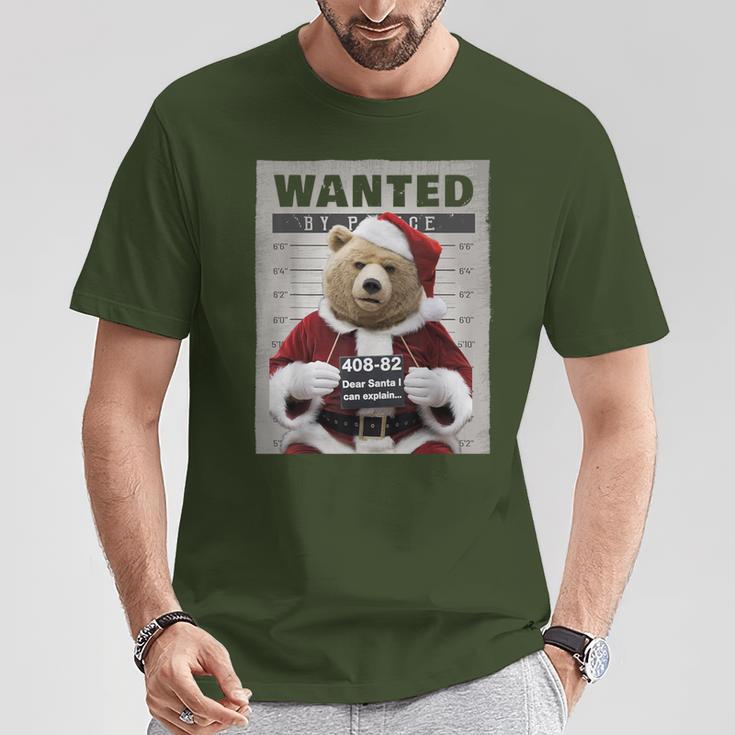 Dear Santa I Can Explain Lustiges Weihnachten Bär T-Shirt Lustige Geschenke