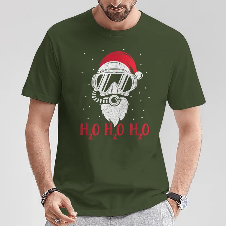 Diving Santa Claus H2o H2o H2o Xmas Diving T-Shirt Lustige Geschenke