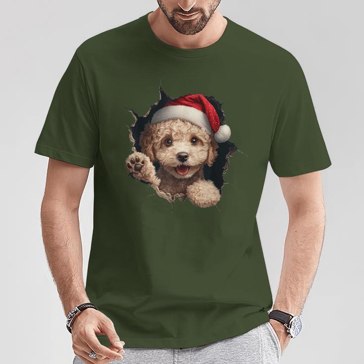 Poodle Dog Owner Dog Christmas Hat T-Shirt Lustige Geschenke