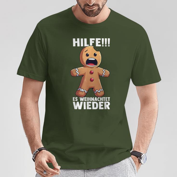 Hilfe Es Weihnachtet Wieder X Xmas Christmas Gingerbread T-Shirt Lustige Geschenke