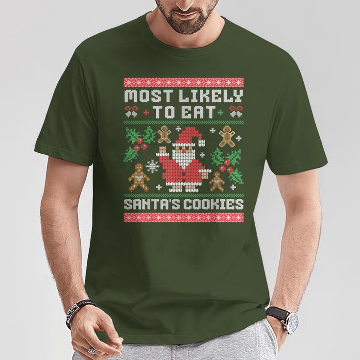 Am Liebsten Santas Kekse Essen Ugly Christmas T-Shirt Lustige Geschenke