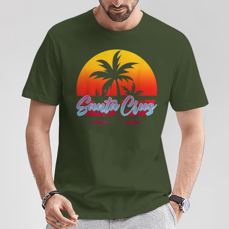 Santa Cruz Ca California Retro Sunset T-Shirt Lustige Geschenke