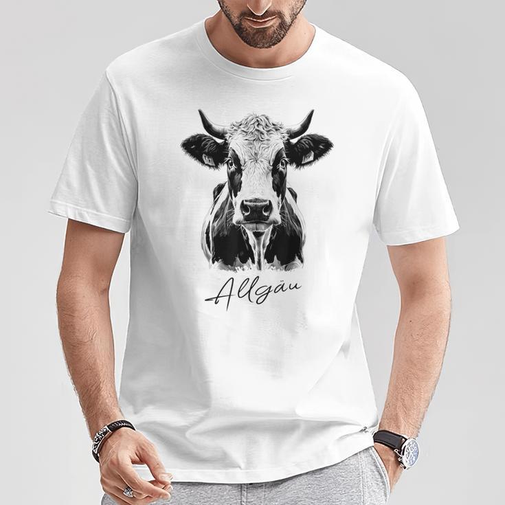 Allgäu Alpsintage Cow Bavaria Souvenir Fun Gray T-Shirt Lustige Geschenke