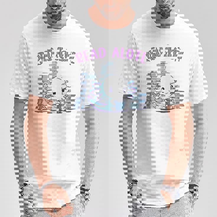 Axolotl Reading A Book Read Alotl Books Axolotl Book T-Shirt Unique Gifts