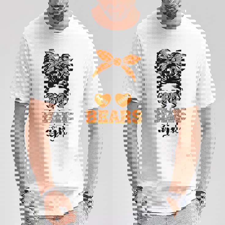 Bears Girl Retro Messy Bun Sports Fan Team Spirit T-Shirt Personalized Gifts