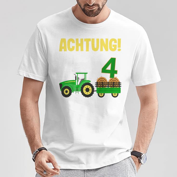 Children's 4Th Birthday Achtung Ich Bin Schon 4 Jahre Tractor Tractor T-Shirt Lustige Geschenke