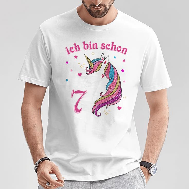 Children's 7 Birthday Girl Ich Bin Schon 7 Jahre Alt Unicorn T-Shirt Lustige Geschenke