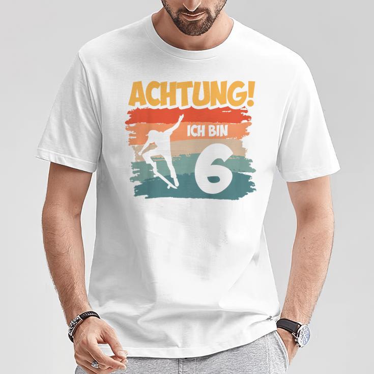 Children's Achtung Ich Bin 6 Jahre Skateboard Skateboarder Skater T-Shirt Lustige Geschenke