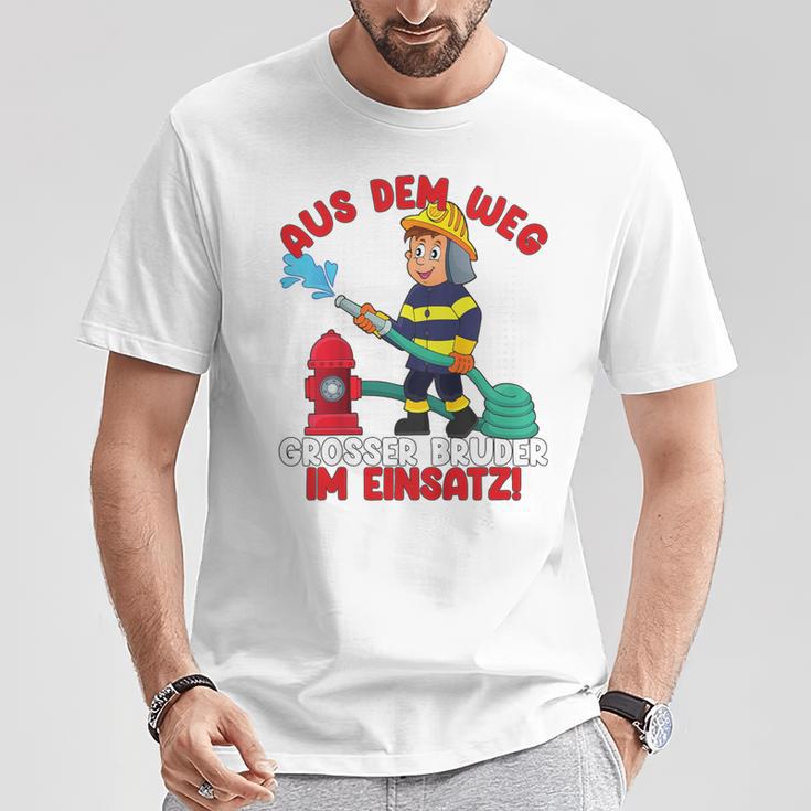 Children's Aus Dem Weg Grosser Bruder Im Einatz Fire Brigade German L T-Shirt Lustige Geschenke