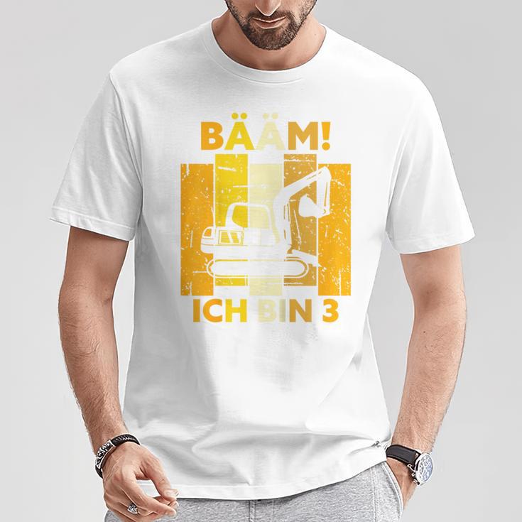 Children's Bäm Ich Bin 3 Drei Jahre Boy 3Rd Birthday Digger T-Shirt Lustige Geschenke