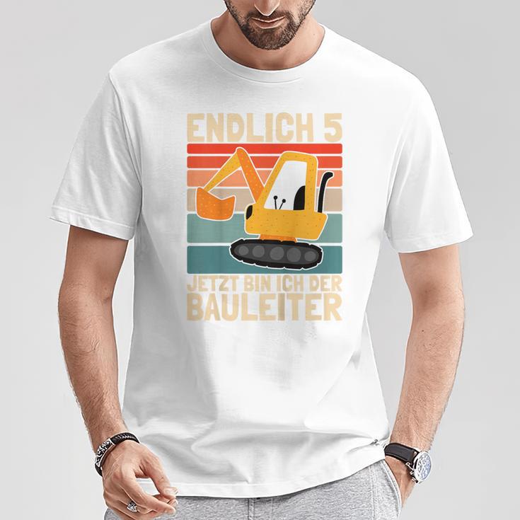 Children's Endlich 5 Jahre Jetzt Bin Ich Bauleiterintage Boy Digger T-Shirt Lustige Geschenke