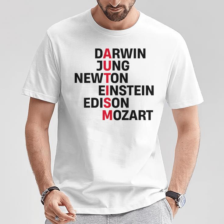 Darwin Jung Newton Einstein Edison Mozart Autism Awareness T-Shirt Lustige Geschenke