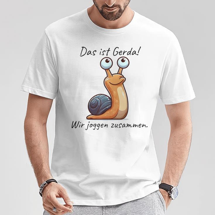 Das Ist Gerda Wir Joggen Zusammen Langsam Läufer T-Shirt Lustige Geschenke