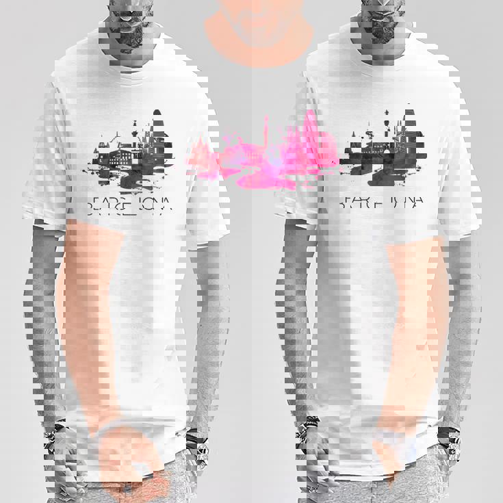 Diseño Skyline Monumentos De La Ciudad De Barcelona Camiseta unisex Regalos divertidos