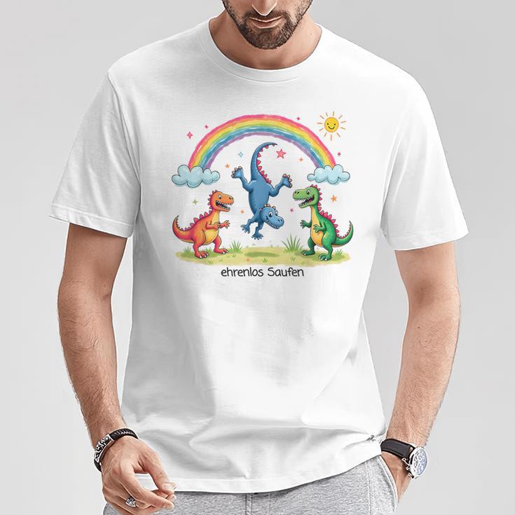 Ehrenlos Saufen X Excessiver Alkoholkonsum Dino Drawing T-Shirt Lustige Geschenke