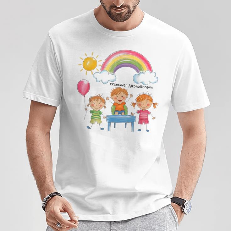 Exzessiver Alkoholkonsum X Lustige Kinder Zeichnung T-Shirt Lustige Geschenke