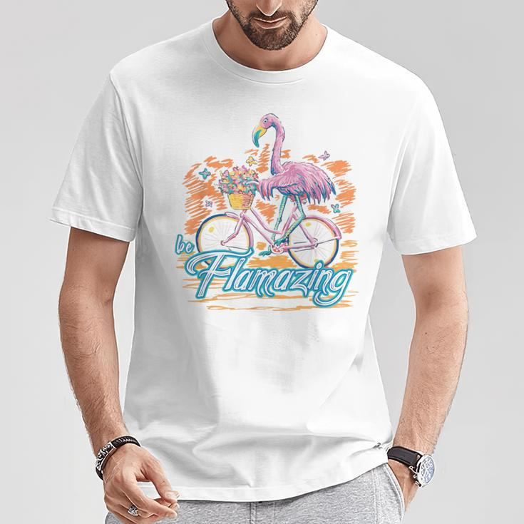 Be Flamazing Flamingo Bicycle Lover Summer Vibes T-Shirt Unique Gifts