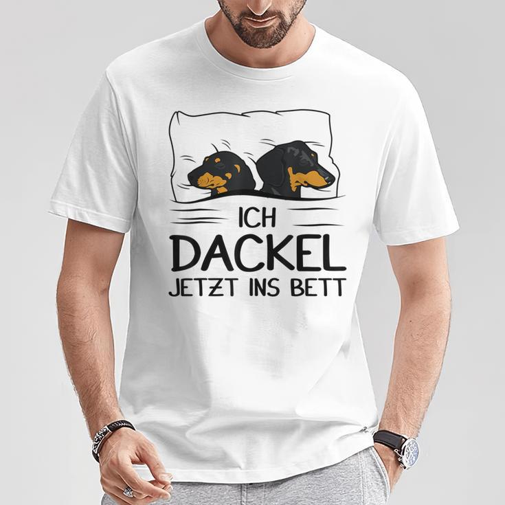 Ich Dackel Jetzt Ins Bett Dachshund Dog Sleeping Dog T-Shirt Lustige Geschenke