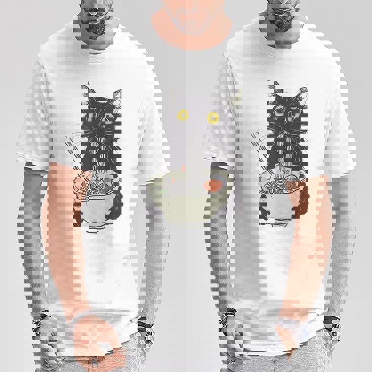 Japanese Cat Cat Eating Ramen Vintage Japanese Noodles T-Shirt Unique Gifts Japanese Cat Cat Eating Ramen Vintage Japanese Noodles T-Shirt Unique Gifts