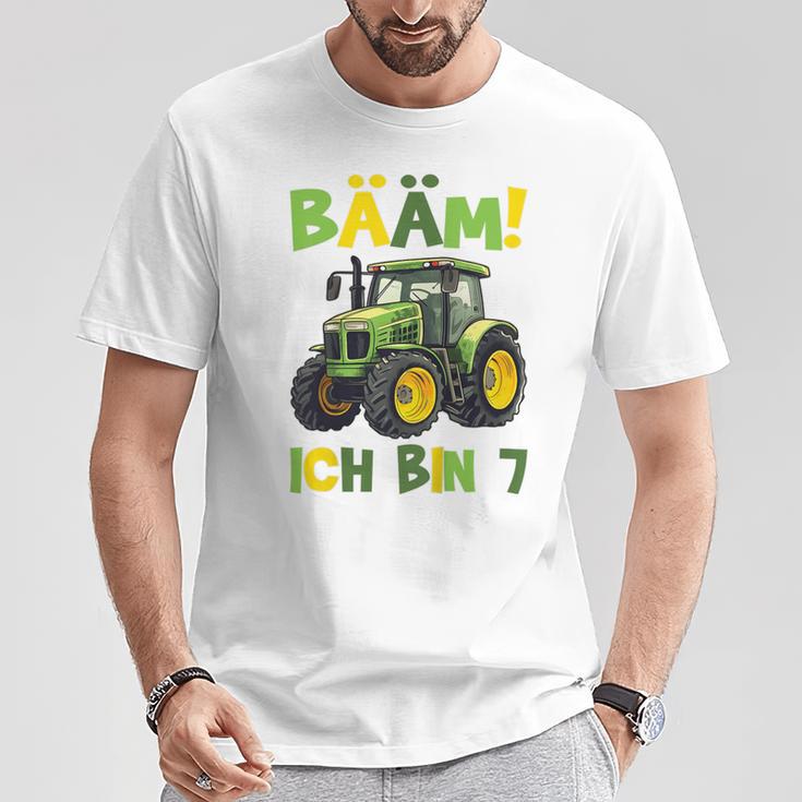 Kinder Bääm Ich Bin 7Ier Jahre Junge 7Th Birthday Tractor T-Shirt Lustige Geschenke