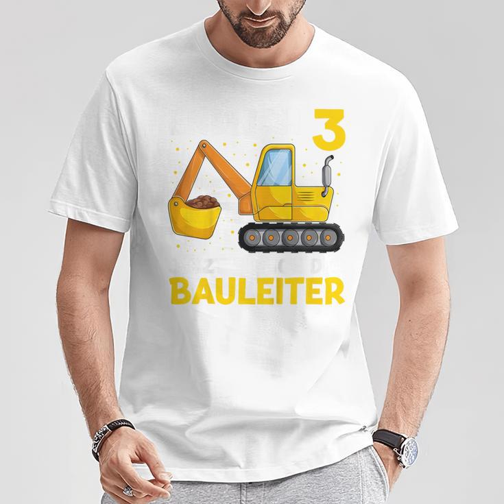 Kinder Endlich 3 Jetzt Bin Ich Der Bauleiter Geburtstagskind Digger T-Shirt Lustige Geschenke