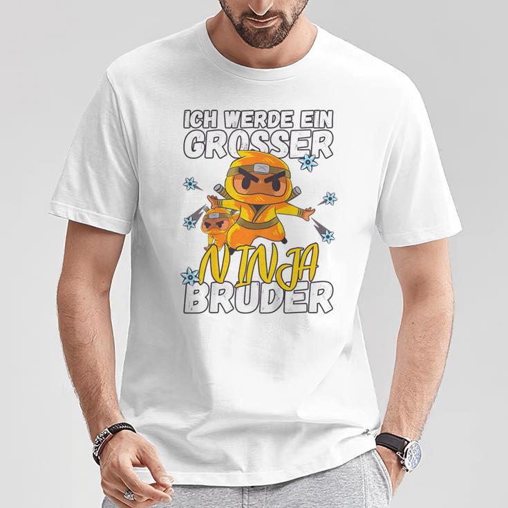 Kinder Ich Werde Ein Große Ninja Bruder Pregnancy Announcement 80 T-Shirt Lustige Geschenke