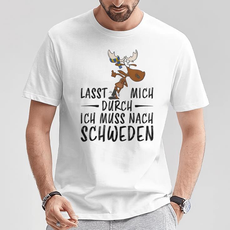 Lass Mich Durch Ich Muss Nach Sweden Blue T-Shirt Lustige Geschenke