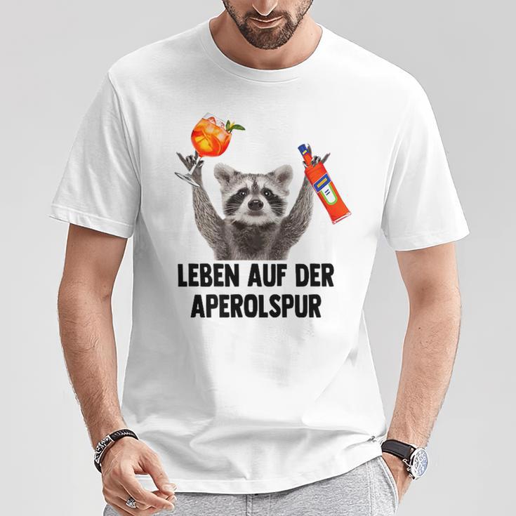 Leben Auf Der Aperolspur Raccoon Meme Racoon Pedro Spritz T-Shirt Lustige Geschenke