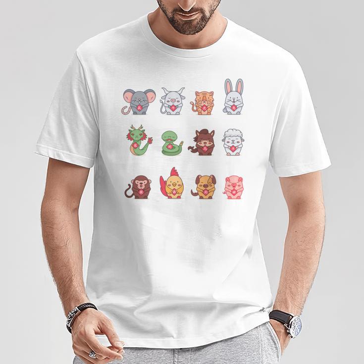 Lindos Signos Del Zodiaco Chino Manga Larga Camiseta unisex Regalos divertidos