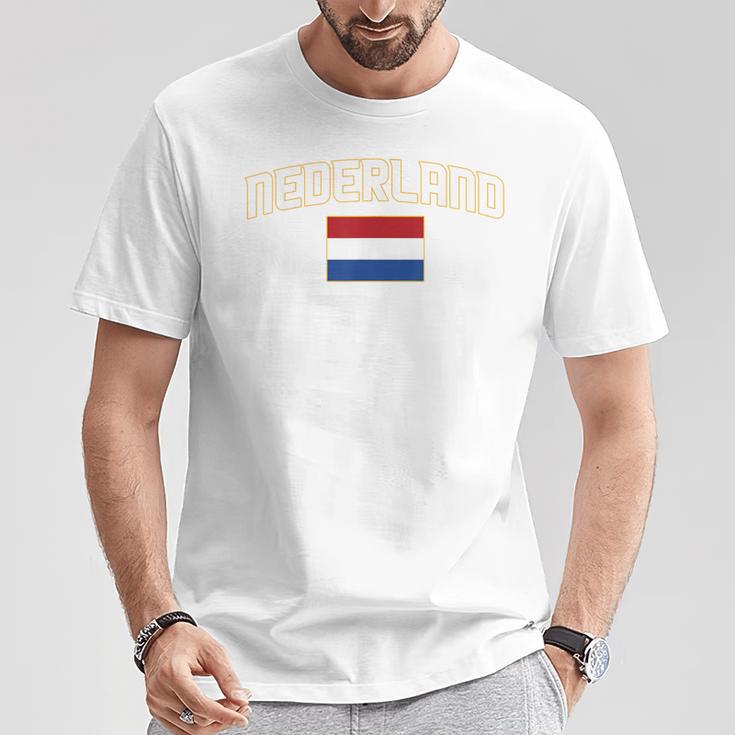 Netherlands Nederland Nederlandselag Netherlands Flag Orange Orange T-Shirt Lustige Geschenke