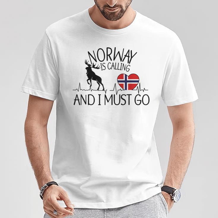 Norwegian Norwegian Ruft Und Ich Muss Los Gray T-Shirt Lustige Geschenke