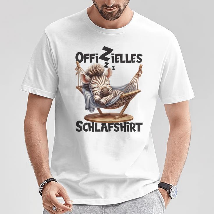 Offizielles Schlaf Zebra Mit Tier Lustig Tiermotiv T-Shirt Lustige Geschenke