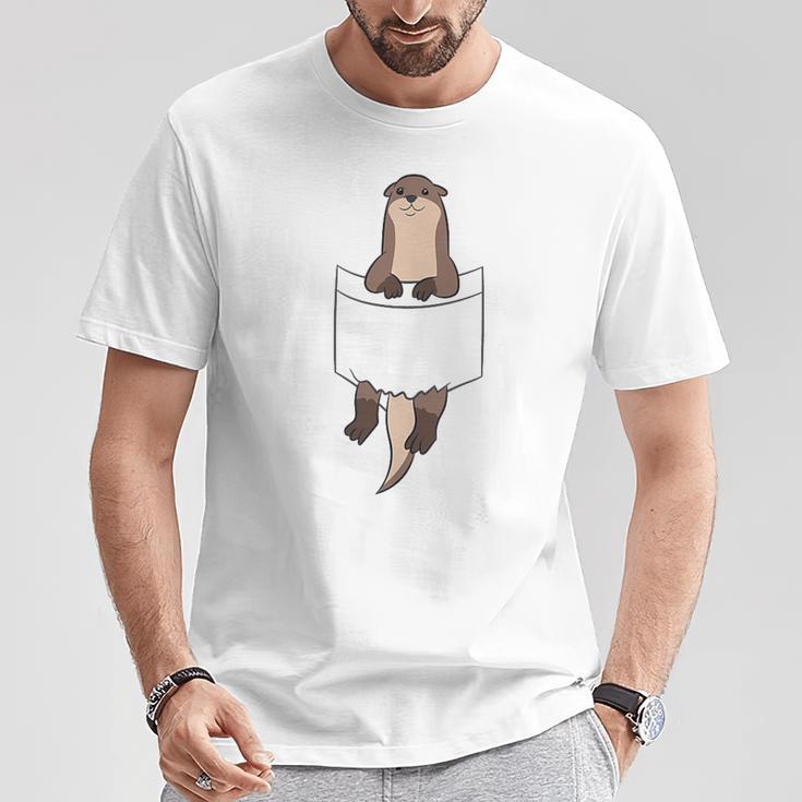 With Otter In Der Tasche Seeotter Liebe Otter Gray T-Shirt Lustige Geschenke