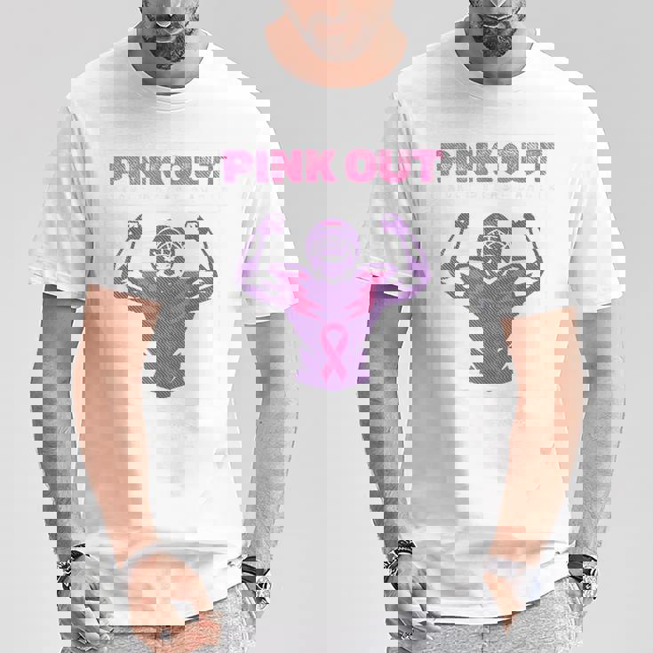 Pink Out Football Team Tackle Breast Cancer Awareness Month T-Shirt Unique Gifts