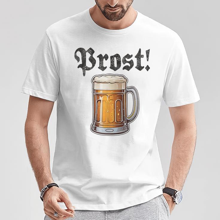 Prost Oktoberfest Bierfest Munich Lederhosen Gray T-Shirt Lustige Geschenke