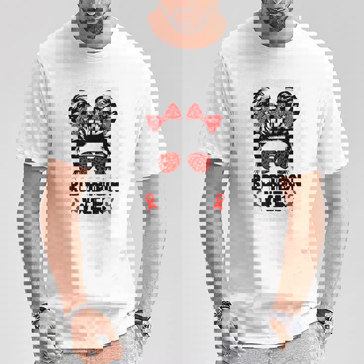 Red Ribbon Week Messy Bun Red Ribbon Week Awareness T-Shirt Unique Gifts Red Ribbon Week Messy Bun Red Ribbon Week Awareness T-Shirt Unique Gifts