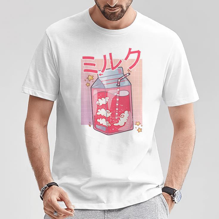 Retro 90S Soft Grunge Japanese Kawaii Strawberry Milk T-Shirt Lustige Geschenke