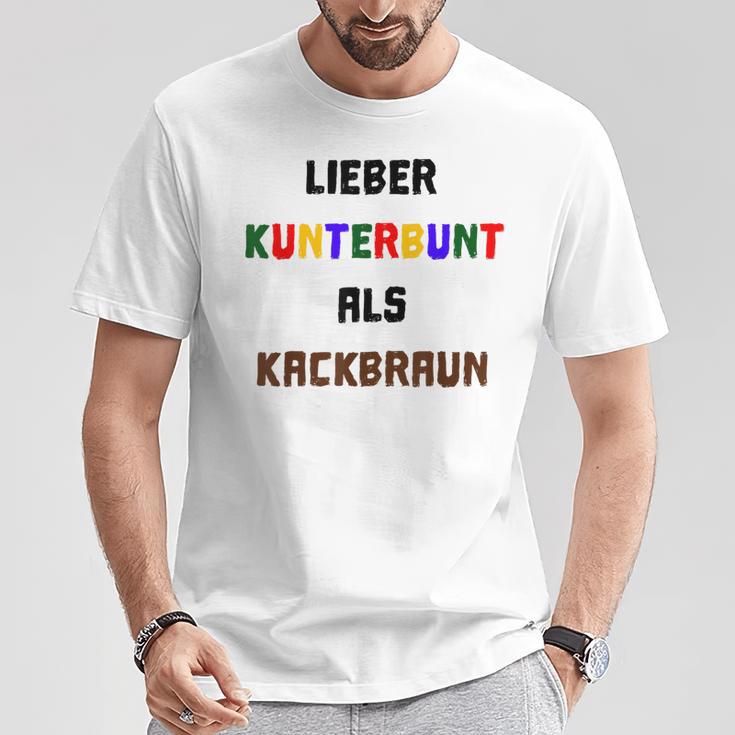 Viel Kunterbunt Gegen Rechts Tolerance Refugge T-Shirt Lustige Geschenke