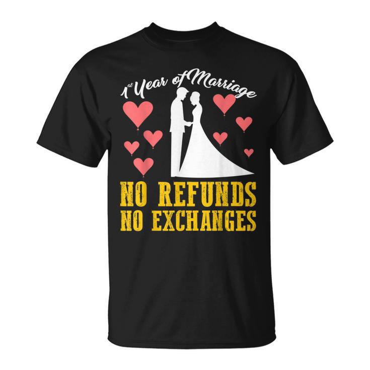 1 Year Of Married 1St Wedding Anniversary T-Shirt - Monsterry