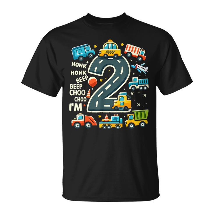 2 Jahre Alt Geburtstag Junge Lkw Auto Transport T-Shirt