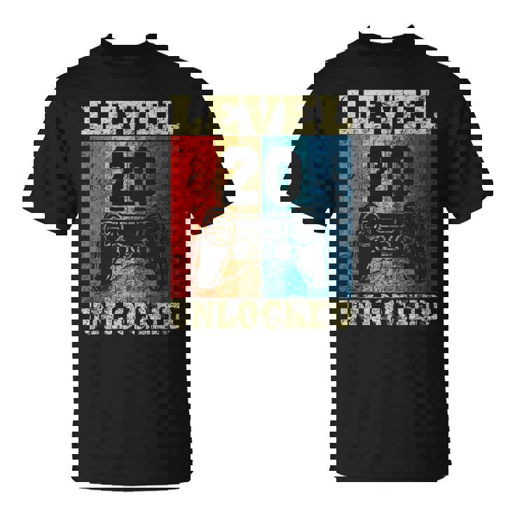 20 Cumpleaños Level Unlockedintage Para Jugadores Camiseta unisex