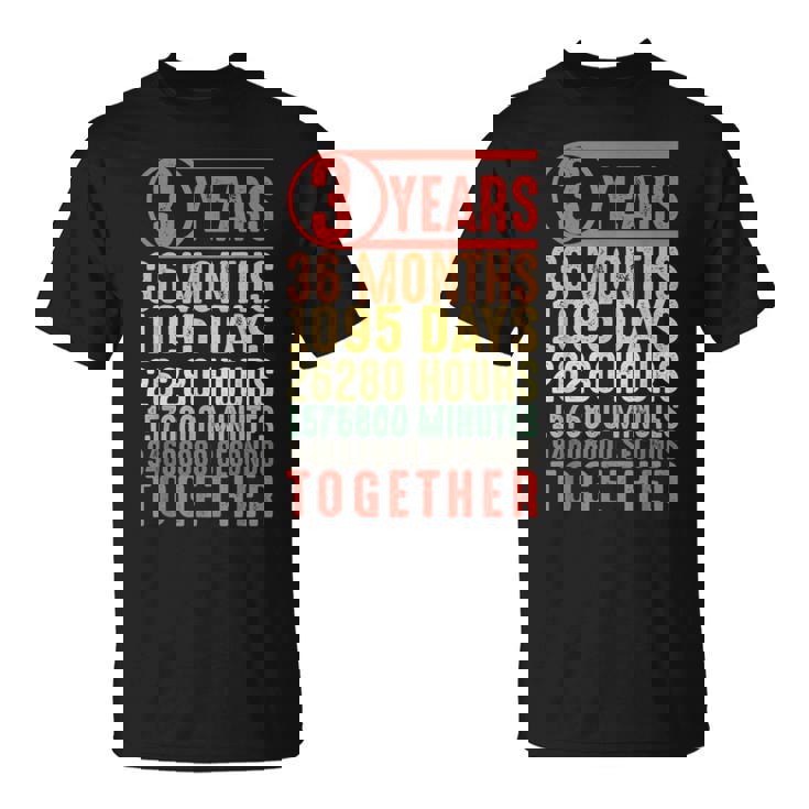 3 Años De Aniversario Regalos Para Él Pareja Romántica Tercera Boda Camiseta unisex