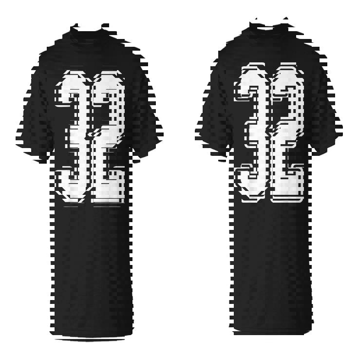 32 De Estilo Jersey Con Diseño De Contorno Blanco Número 32 Camiseta unisex