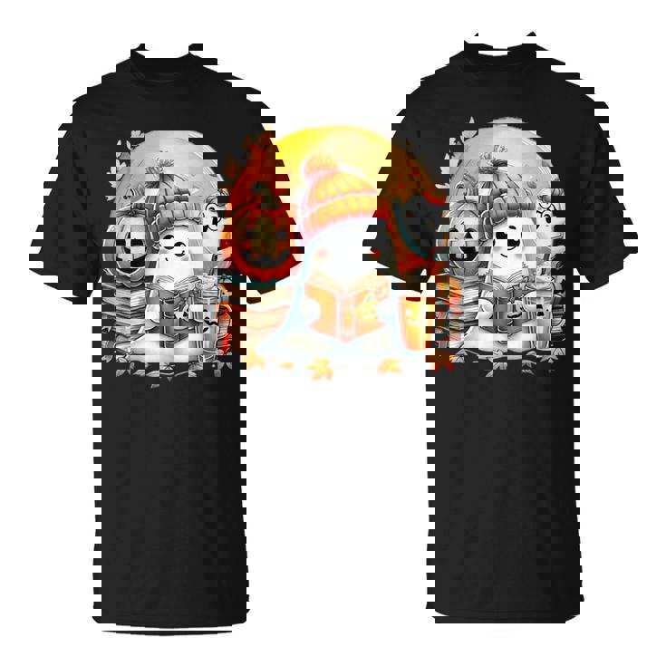 Adorable Ghost Snug Halloween Cozy Autumn Vibes Fall Season T-Shirt
