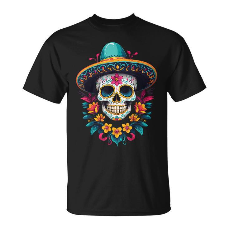 Aesthetic Mexico Dia De Muertos Skull T-Shirt